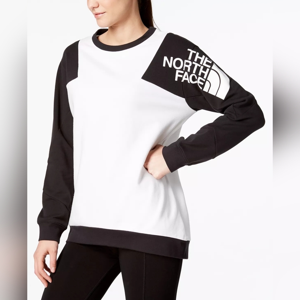 The North Face colorblock logo sweatshirt sodalite blue Lg women's - Picture 7 of 7